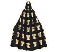 YYHWHJDE Shy lion cub Printed Halloween Adult Hooded Cloak No Zipper, Comfortable & Durable for Role-Playing