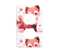 YYHWHJDE Shy Little Panda Picture Double Socket Wall Panel Decorative is Durable and Suitable for Socket Light Switch Accessories 4.5x2.76in