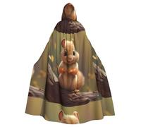 YYHWHJDE Shy little squirrel Picture Halloween Adult Hooded Cloak for Role-Playing, Costumes, and Theme Parties
