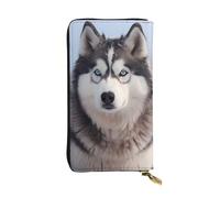 YYHWHJDE Siberian Husky Picture Leather long clutch wallet Designed for fashion girls and women stylish and personalized 7.48 x 4.13 in, Black, One Size