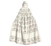 YYHWHJDE Sign Language Alphabet Picture Halloween Adult Hooded Cloak for Role-Playing, Costumes, and Theme Parties