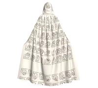 YYHWHJDE Sign Language Alphabet Prints Halloween Adult Hooded Cloak for Parties and Costumes