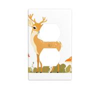YYHWHJDE Sika Deer and Mushrooms Prints Double Socket Wall Panel Decorative for Residential and Commercial Areas 4.5x2.76in