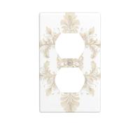 YYHWHJDE Silvery White Ancient Flowers Prints Double Socket Wall Panel Decorative for Residential and Commercial Areas 4.5x2.76in