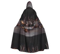 YYHWHJDE Simple Dead Leaf Crown Picture Halloween Adult Hooded Cape Cloak No Zipper, Comfortable For Costume Parties