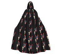 YYHWHJDE Singing devil mask Printed Halloween Adult Hooded Cloak No Zipper, Comfortable & Durable for Role-Playing