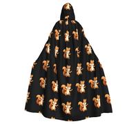 YYHWHJDE Singing little squirrel Printed Halloween Adult Hooded Cloak No Zipper, Comfortable & Durable for Role-Playing