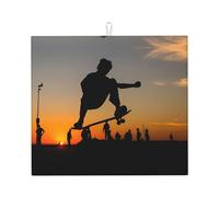 YYHWHJDE Skateboard Prints Kitchen Drying Mat - Absorbent Microfiber Throw for Dishes, Non-Slip Counter Layer with Vibrant Fade-Resistant Print, Ideal for Appliance Protection
