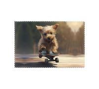 YYHWHJDE Skateboarding Pup Prints Placemats Set of 6 12x18in - Engineered for Durability & Heat Resistance Polyester