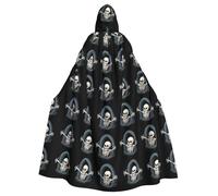 YYHWHJDE Skeleton Crawling Out Of The Grave Pattern Halloween Adult Hooded Cape Cloak For Role-Playing, Stage Costumes, Parties Easy Care