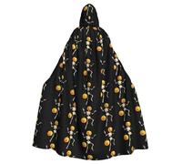 YYHWHJDE Skeleton dancing next to a pumpkin Printed Halloween Adult Hooded Cloak No Zipper, Comfortable & Durable for Role-Playing