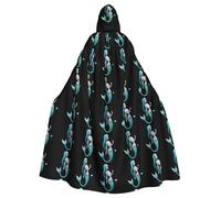 YYHWHJDE Skeleton Mermaid Picture Halloween Adult Hooded Cloak for Role-Playing, Costumes, and Theme Parties