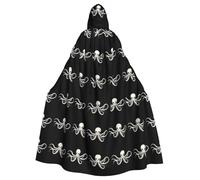 YYHWHJDE Skeleton Octopus Pattern Halloween Adult Hooded Cape Cloak For Role-Playing, Stage Costumes, Parties Easy Care