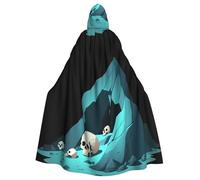 YYHWHJDE Skeletons In The Black Hole Pattern Halloween Adult Hooded Cape Cloak For Role-Playing, Stage Costumes, Parties Easy Care