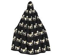 YYHWHJDE Skeletons making mushroom soup Picture Halloween Adult Hooded Cloak for Role-Playing, Costumes, and Theme Parties