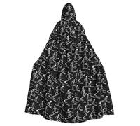 YYHWHJDE Skiing drawing skeleton Picture Halloween Adult Hooded Cloak for Role-Playing, Costumes, and Theme Parties