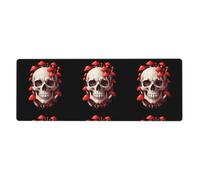 YYHWHJDE Skull Covered with red Mushrooms Prints Extra Large Mouse pad Mousepad 12x31.5in for Desktop Computers, laptops, Personal Computers
