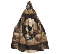 YYHWHJDE Skull In The Pit Pattern Halloween Adult Hooded Cape Cloak For Role-Playing, Stage Costumes, Parties Easy Care