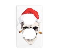 YYHWHJDE Skull Wearing Santa hat Smoking Prints Double Socket Wall Panel Decorative for Residential and Commercial Areas 4.5x2.76in