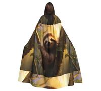 YYHWHJDE Sloth Climbing A Tree Pattern Halloween Adult Hooded Cape Cloak - Super Large Hooded Cloak No Zipper