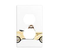 YYHWHJDE Sloth on The car Picture Double Socket Wall Panel Decorative is Durable and Suitable for Socket Light Switch Accessories 4.5x2.76in