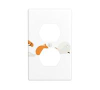 YYHWHJDE Small Animals Rolling in The Snow Picture Double Socket Wall Panel Decorative is Durable and Suitable for Socket Light Switch Accessories 4.5x2.76in