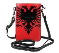 YYHWHJDE Small Cell Phone Purse 7.6x4.9in Albanian Flag Pattern Leather Crossbody Flap Phone Case For Women, Perfect For Walking, Camping