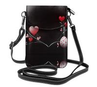 YYHWHJDE Small Cell Phone Purse 7.6x4.9in Antlers And Love Eggs Pattern Leather Crossbody Flap Phone Case For Women, Perfect For Walking, Camping