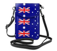 YYHWHJDE Small Cell Phone Purse 7.6x4.9in Australian Flag Picture Leather Crossbody Flap Phone Case For Women, Perfect For Walking, Camping Black
