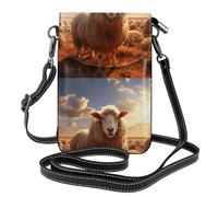 YYHWHJDE Small Cell Phone Purse 7.6x4.9in Australian Sheep Pattern Leather Crossbody Flap Phone Case For Women, Perfect For Walking, Camping
