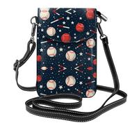 YYHWHJDE Small Cell Phone Purse 7.6x4.9in Baseball Pattern Leather Crossbody Flap Phone Case For Women, Perfect For Walking, Camping Black