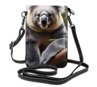 YYHWHJDE Small Cell Phone Purse 7.6x4.9in Bear Koala Pattern Leather Crossbody Flap Phone Case For Women, Perfect For Walking, Camping Black