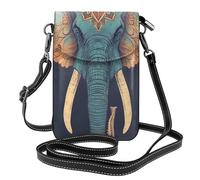 YYHWHJDE Small Cell Phone Purse 7.6x4.9in Beautiful Elephant Pattern Leather Crossbody Flap Phone Case For Women, Perfect For Walking, Camping