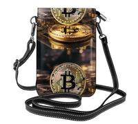 YYHWHJDE Small Cell Phone Purse 7.6x4.9in Bitcoin Pattern Leather Crossbody Flap Phone Case For Women, Perfect For Walking, Camping