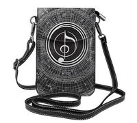 YYHWHJDE Small Cell Phone Purse 7.6x4.9in Black Pentatonic Music Pattern Leather Crossbody Flap Phone Case For Women, Perfect For Walking, Camping