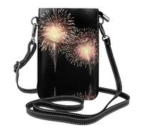 YYHWHJDE Small Cell Phone Purse 7.6x4.9in Blooming Pink Fireworks Pattern Leather Crossbody Flap Phone Case For Women, Perfect For Walking, Camping