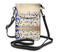 YYHWHJDE Small Cell Phone Purse 7.6x4.9in Blue Musical Notes Pattern Leather Crossbody Flap Phone Case For Women, Perfect For Walking, Camping