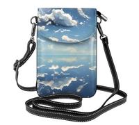 YYHWHJDE Small Cell Phone Purse 7.6x4.9in Blue Sky And White Clouds Pattern Leather Crossbody Flap Phone Case For Women, Perfect For Walking, Camping