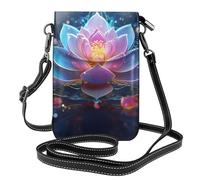 YYHWHJDE Small Cell Phone Purse 7.6x4.9in Bohemian Lotus Flower Pattern Leather Crossbody Flap Phone Case For Women, Perfect For Walking, Camping