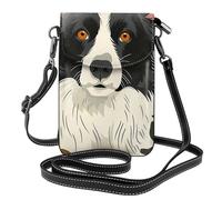 YYHWHJDE Small Cell Phone Purse 7.6x4.9in Border Collie Florals Pattern Leather Crossbody Flap Phone Case For Women, Perfect For Walking, Camping