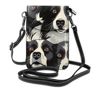 YYHWHJDE Small Cell Phone Purse 7.6x4.9in Border Collie Pattern Leather Crossbody Flap Phone Case For Women, Perfect For Walking, Camping