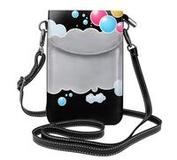 YYHWHJDE Small Cell Phone Purse 7.6x4.9in Bubble Hiding In The Clouds Pattern Leather Crossbody Flap Phone Case For Women, Perfect For Walking, Camping