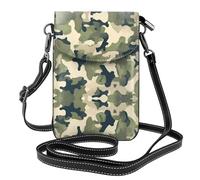 YYHWHJDE Small Cell Phone Purse 7.6x4.9in Camo Woodland Camoflage Pattern Leather Crossbody Flap Phone Case For Women, Perfect For Walking, Camping Black