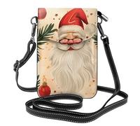 YYHWHJDE Small Cell Phone Purse 7.6x4.9in Christmas Santa Claus Pattern Leather Crossbody Flap Phone Case For Women, Perfect For Walking, Camping Black
