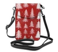 YYHWHJDE Small Cell Phone Purse 7.6x4.9in Christmas Tree Red Pattern Leather Crossbody Flap Phone Case For Women, Perfect For Walking, Camping