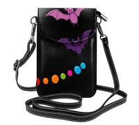 YYHWHJDE Small Cell Phone Purse 7.6x4.9in Colored Bean Bat Picture Leather Crossbody Flap Phone Case For Women, Perfect For Walking, Camping Black