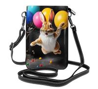 YYHWHJDE Small Cell Phone Purse 7.6x4.9in Colorful Rabbit World Pattern Leather Crossbody Flap Phone Case For Women, Perfect For Walking, Camping