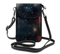YYHWHJDE Small Cell Phone Purse 7.6x4.9in Constellation Star Clusters Galaxies Pattern Leather Crossbody Flap Phone Case For Women, Perfect For Walking, Camping Black
