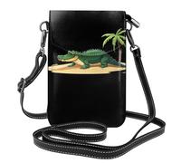 YYHWHJDE Small Cell Phone Purse 7.6x4.9in Crocodile On The Beach Pattern Leather Crossbody Flap Phone Case For Women, Perfect For Walking, Camping