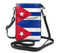YYHWHJDE Small Cell Phone Purse 7.6x4.9in Cuban Flag Picture Leather Crossbody Flap Phone Case For Women, Perfect For Walking, Camping Black